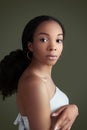 Beauty Afro young woman in white dress Royalty Free Stock Photo