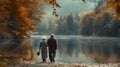 the beauty of aging together. serene expressions, gentle gestures, an elderly couple walking hand in hand Royalty Free Stock Photo