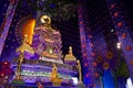 Beauty ancient buddha and antique ubosot of Wat Klang Khlong Wattanaram temple for thai people travel visit respect praying