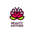 beauty anther flora flower nature logo concept design illustration