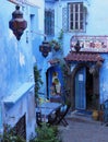 Beauty arabic alley in african Chefchaouen city in Morocco - vertical