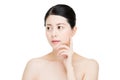Beauty asian woman model finger touch perfect face skin Royalty Free Stock Photo