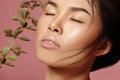 Beauty Asian Woman Portrait. Beautiful Model with Perfect Glowy Skin
