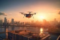 Beauty and atmosphere of unmanned drone deliveries. Generative AI