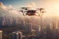 Beauty and atmosphere of unmanned drone deliveries. Generative AI