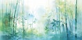 Beauty background foliage summer season nature green trees watercolor art landscape forest sunlight background Royalty Free Stock Photo