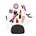 Beauty bag with make up and cosmetics