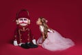 The beauty ballerina who holding a nutcracker Royalty Free Stock Photo