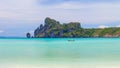 Beauty beach and limestone rocks in Phi Phi islands Royalty Free Stock Photo