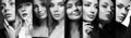 Beauty black and white collage of beautiful women Royalty Free Stock Photo