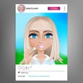 Beauty bloger social network post. Vector illustration