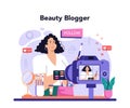 Beauty blogger concept. Internet celebrity in social network. Popular female