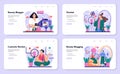 Beauty blogger web banner or landing page set. Internet celebrity