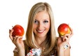 Beauty blond girl with apple Royalty Free Stock Photo