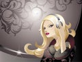 Beauty blonde with headphones Royalty Free Stock Photo