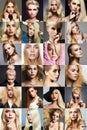 Beauty blondes collage.Faces of women Royalty Free Stock Photo