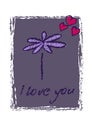 Beauty blue card with flowers for valentines day