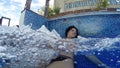 Sensual young woman relaxing in outdoor spa swimming pool Royalty Free Stock Photo