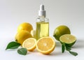 treatment natural lime body bottle skincare oil lemon spa organic. Generative AI. Royalty Free Stock Photo