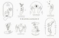 Beauty boho logo collection with hand, rose,crystal,moon,eye,star.Vector illustration for icon,logo,sticker,printable and tattoo