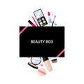 Beauty box cosmetics service illustration Royalty Free Stock Photo