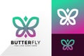 Beauty Butterfly Line Art Logo Design, Brand Identity Logos Designs Vector Illustration Template Royalty Free Stock Photo