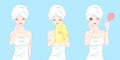 Beauty cartoon skin care woman