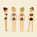 Beauty caucasian women in underwear,front and profile view Royalty Free Stock Photo