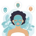 Beauty character woman cosmetic isolated on white, flat vector illustration. Design spa relaxation salon, health care