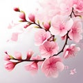 Cherry blossom background with pink sakura flowers, vector illustration Royalty Free Stock Photo