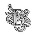 Beauty classic letter E flourish monogram logo outline