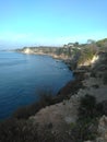 the beauty of the cliffs above the beach and blue sea