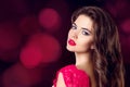 Beauty Close-up portrait of sensual young woman with red li Royalty Free Stock Photo