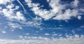 Beauty cloud against a blue sky background. Sky slouds. Blue sky with cloudy weather, nature cloud. White clouds, blue sky and sun Royalty Free Stock Photo