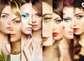 Beauty collage. Faces of women Royalty Free Stock Photo