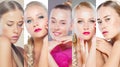Beauty Collage. Set of Women s Faces with Different Make Up Royalty Free Stock Photo