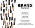 Beauty colorful lipstick ads. Lipstick top view for cosmetic poster mockup. 3d Vector illustration