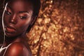 Beauty concept: Portrait of a sensual young African woman with colored make up Royalty Free Stock Photo