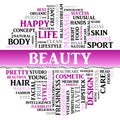 Beauty concept related words in tag round cloud. Vector