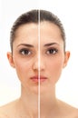 Beauty concept before and after retouch Royalty Free Stock Photo