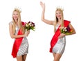 The beauty contest winner isolated on the white Royalty Free Stock Photo