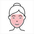 Beauty Cosmetic Face Mask for Girl Line Icon. Woman with Facial Sparkle Mask Outline Icon. Skin Care Routine, Hygiene