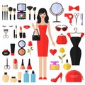 Beauty, Cosmetic and Makeup Vector flat Icons Royalty Free Stock Photo