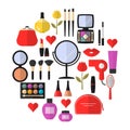 Beauty, Cosmetic and Makeup Vector flat Icons Royalty Free Stock Photo