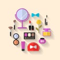 Beauty, Cosmetic and Makeup Vector flat Icons Royalty Free Stock Photo