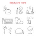 Beauty, Cosmetic and Makeup Vector line icons