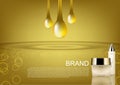 Beauty cosmetic set with gold drops vector cosmetic ads Royalty Free Stock Photo