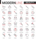 Beauty cosmetics flat icon vector illustration set, face or body skin care organic cosmetics, spa salon items, aroma