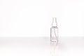 Beauty cosmetics glassbottle; branding mock up; front view on pastel white background. Royalty Free Stock Photo