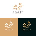 Beauty and cosmetics logo design. Abstract leaves vectror logotype.